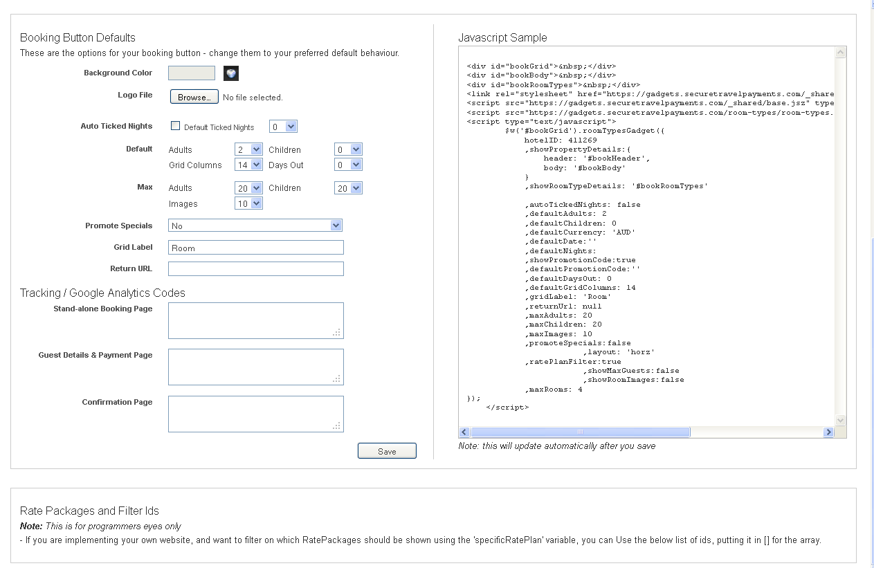 Room Manager Google Analytics Code